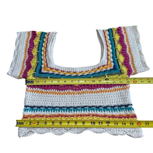Zara Crochet Top Small Multicolor Bohemian Hippie Boho Whimsical Granolagirl - Picture 8 of 10